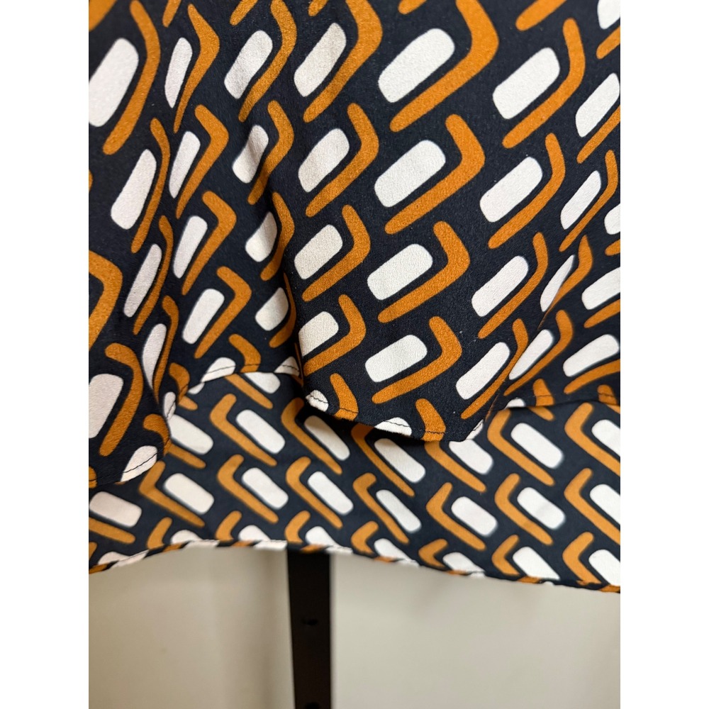 Mango MNG Basics Women Black Orange Geometric Print Long Sleeve Blouse Size 6 - Picture 7 of 7